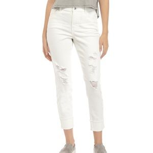 True Craft Distressed White Jeans